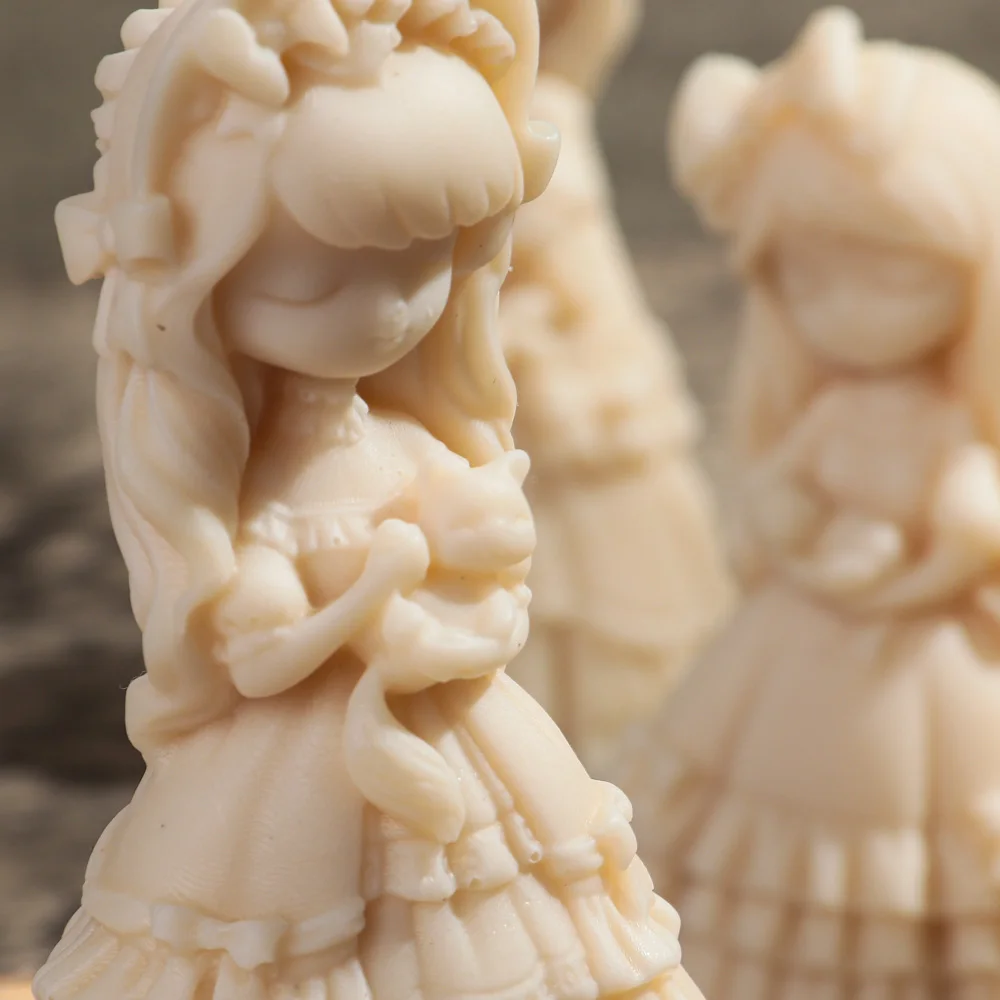 3D Princess Dress Girl Silicone Candle Mold DIY Cute Cartoon Doll Gypsum Resin Aromatherapy Wax Mold Home Decoration Gift