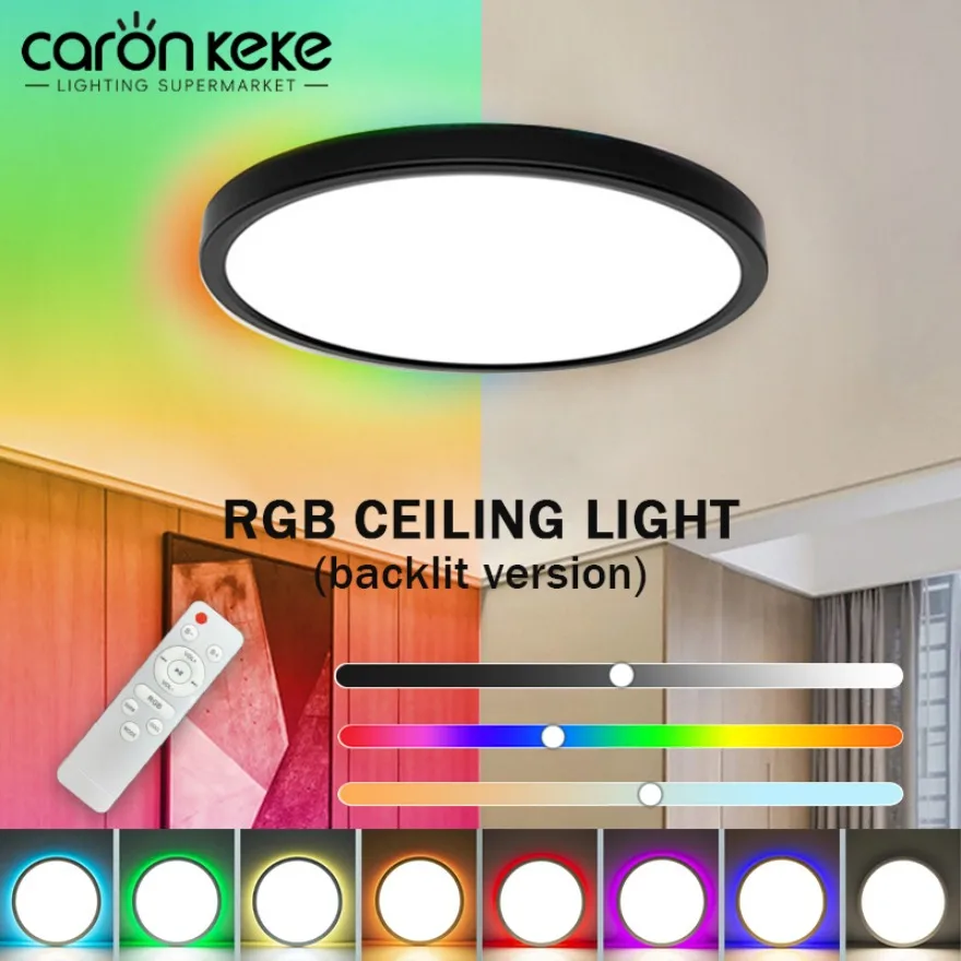 LED Ceiling Light Modern Dimmable Circular Ultra-thin Backlight RGB Decorative Light Living Room Bedroom Home Lighting Fixtures