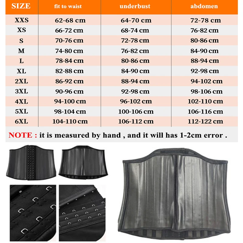 XXS Underbust Bustier Corset Latex Rubber Brace Fajas Colombianas Girdle Slimming Sheath Waist Trainer 25 Steel Bone Body Shaper - view 6