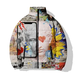 Abrigos con estampado de tendencia de moda para hombre, chaquetas con estampado Digital 3D personalizadas, abrigo informal y versátil, cómodo y cálido