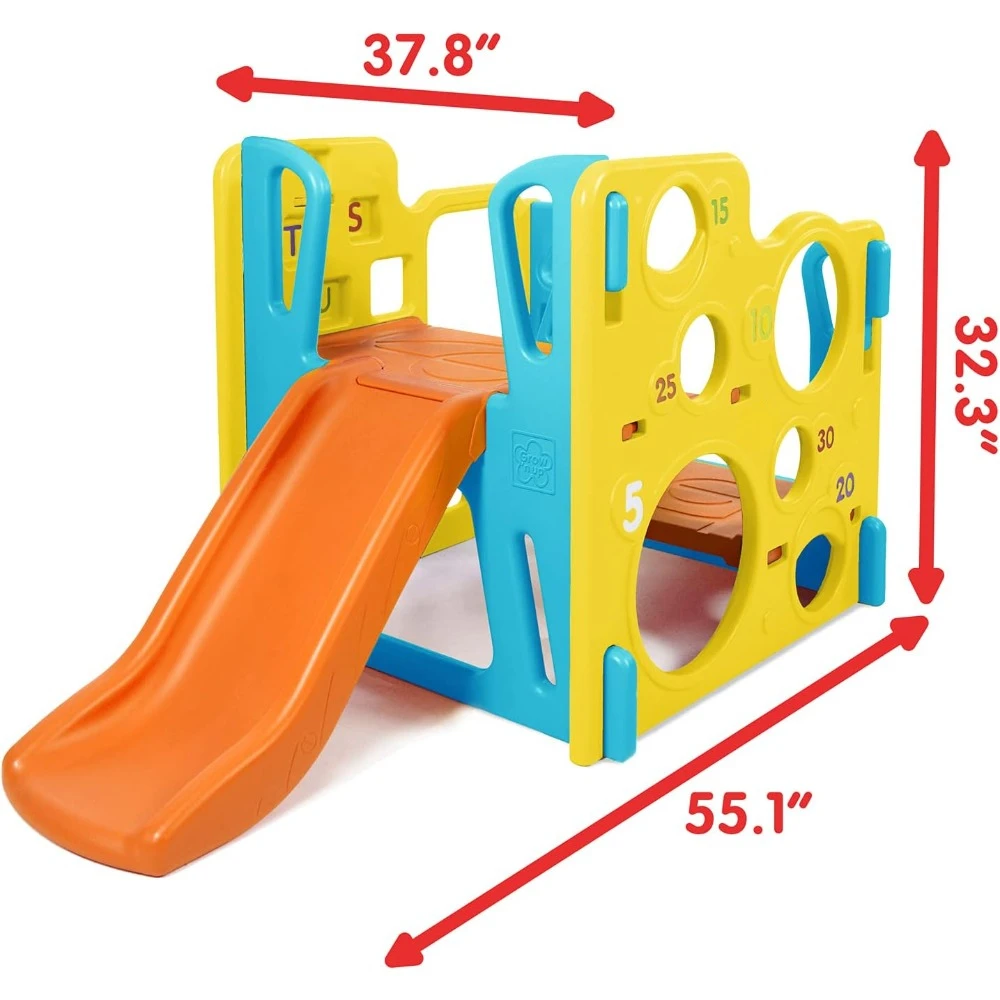 Climb N Explore Play Gym – Comes with Basket Ball Hoop, Crawl-Through Tunnel, Slide – Promotes Motor Skills Development