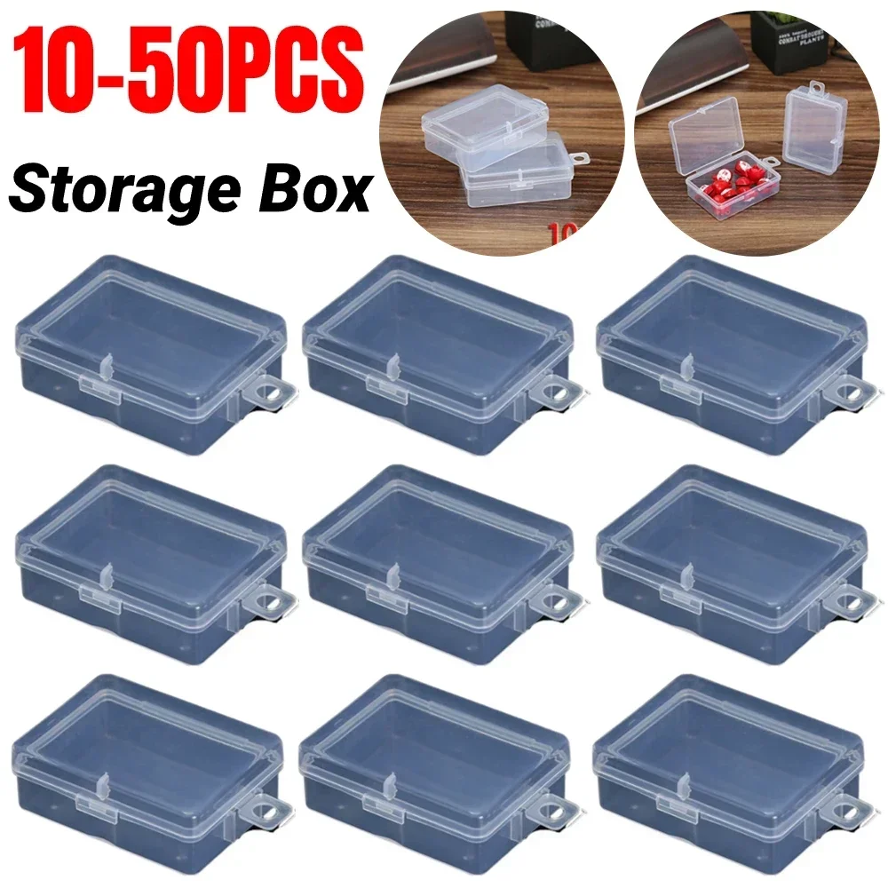 10-50pcs Mini Boxes Clear Transparent Jewelry Storage Case Container Box For Ring Earplugs Jewelry Beads Screw Collecting Organi