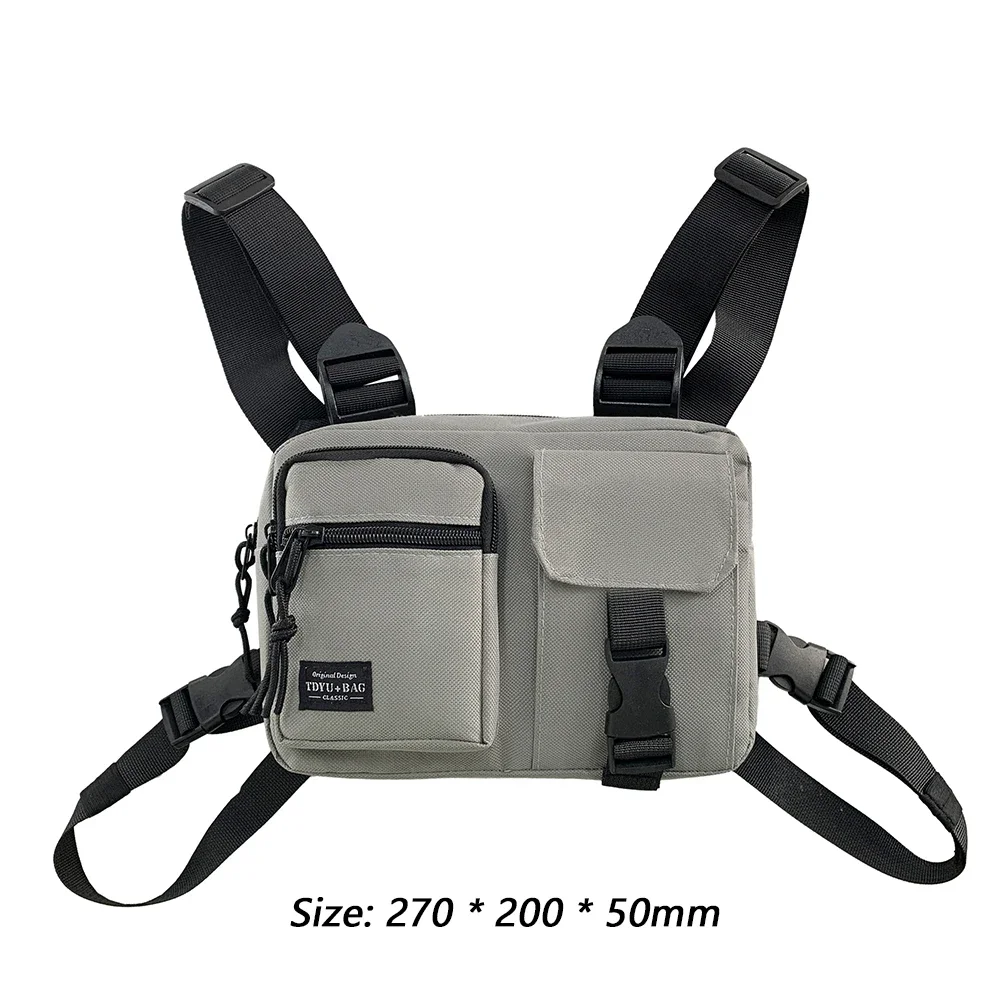 Men Hip-Hop Chest Bag Outdoor Oxford Tactical Streetwear Vest Chest Rig Bags Women Functional Waistcoat Chest Utility Pack Vest