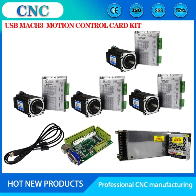 Cnc kit usb mach3 motion control card 4-axis system 2NS556A stepper motor driver nema23 3nm stepper DC40V 24V