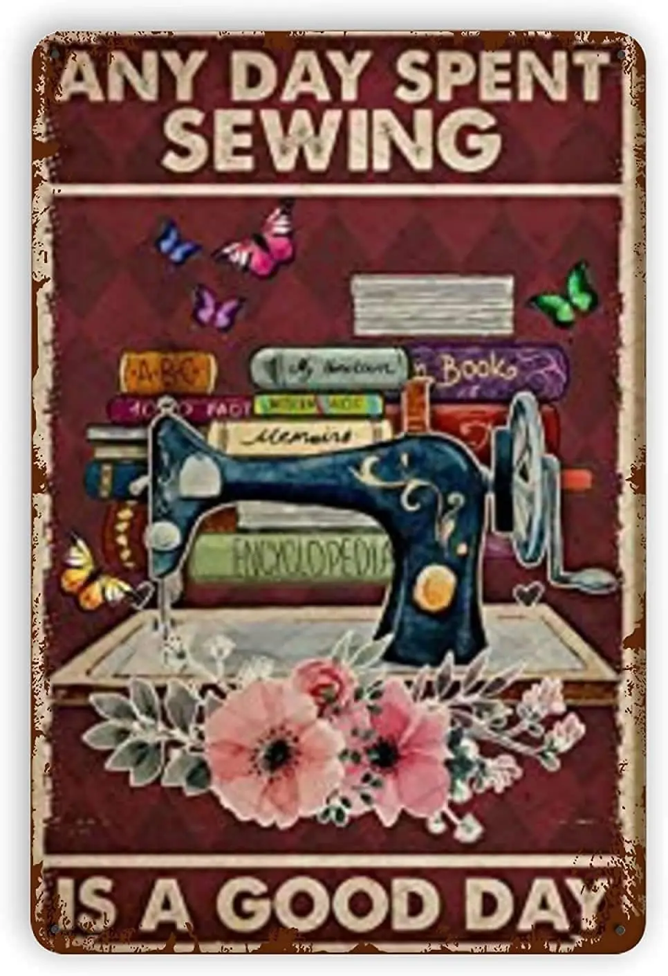 Sewing Room Tin Sign,Vintage Tin Sign Sewing Funny Novelty Metal Sign Retro Wall Decor for Home Gate Garden Bars Restaurants Caf