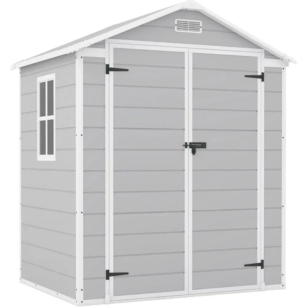 

Outdoor Storage Shed 6x4 FT Plastic , Resin Shed to Store Patio Furniture, GardenTools Accessories, Beach Chairs and Lawn Mower