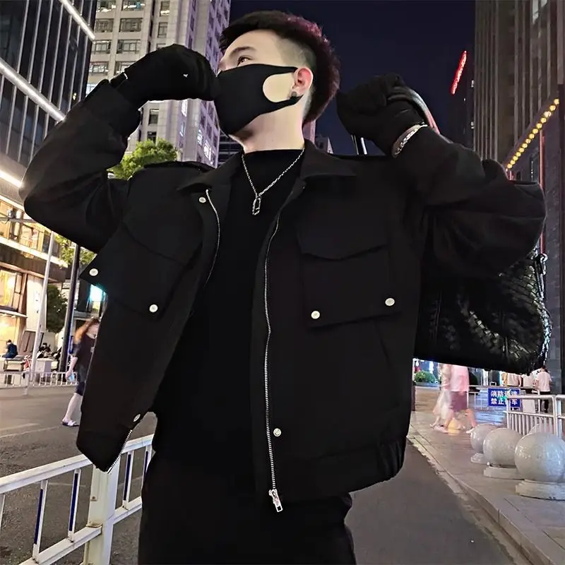 

Men Moto Jackets Biker Solid Pockets Advanced Minimalist Popular Classic Casual Spring Autumn Windproof European Style Retro