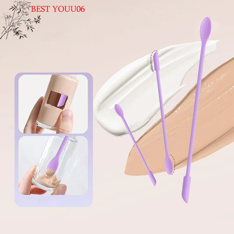 

Hot 3Pc Silicone Spatula Set Double-Headed Scraper Cosmetic Jam Cream Deep Bottle Mini Spatula Lengthened Small Tip Spa Makeup T