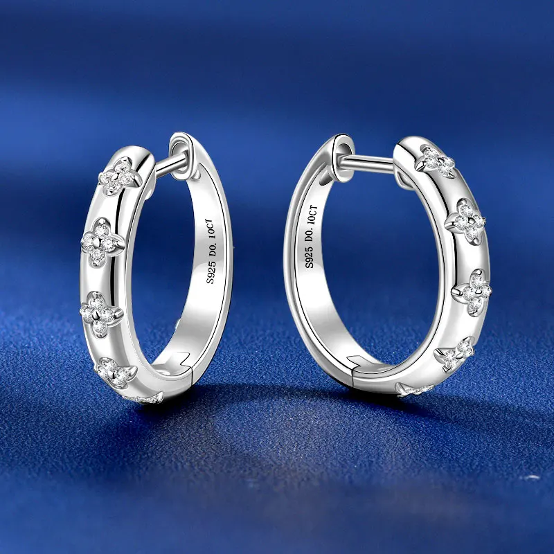 2026 Ehhai Voll 1mm VVS1 D-Farbe Rundschliff Moissanit Creolen für Damen S925 Sterling Silber Edelschmuck Geschenke Ohrringe – Detail 7