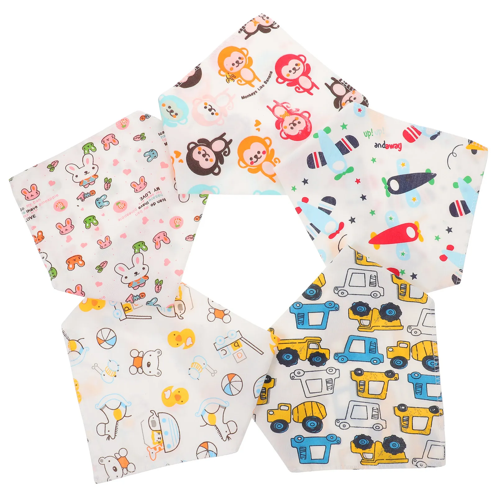 

5Pcs Baby Bibs Newborn Saliva Towel Lightweight Cotton Dining Triangle Scarf Drool Feeding B Washable Dry Clean Summer Thin