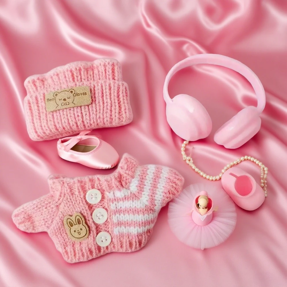 

Для 17 см, одежда Labubu, кулон, Labubu, сидячая вечеринка, этикетка с медведем, шарф, шляпа, аксессуары для кукол, наряд Labubu