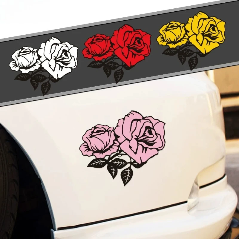 Waterproof Rose Vinyl Decal Creative Decorative Sticker For Car Bumper Electric Motorcycle Body Scratch Hiding