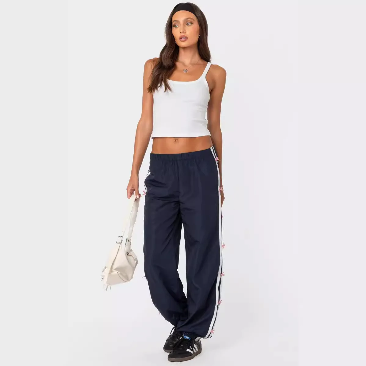 Y2k Women's Straight Leg Pants Casual Pants Striped Bow Work Pants Oversized School Outfit High Street Vintage Hip-Hop Punk Ootd