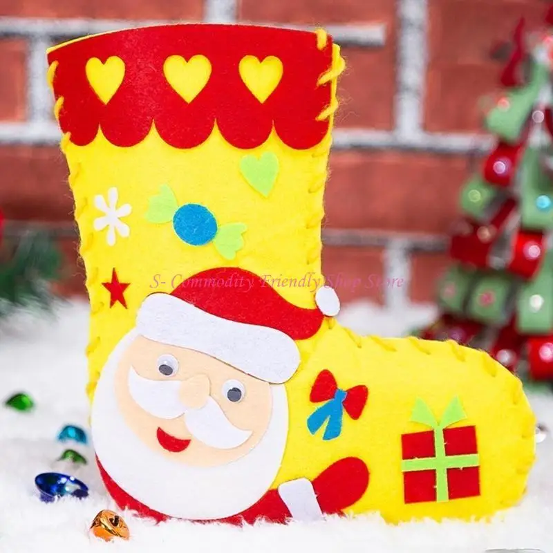 85AE Christmas Santa Decoration Stockings Craft Kits Easy for Kids Interactive Party