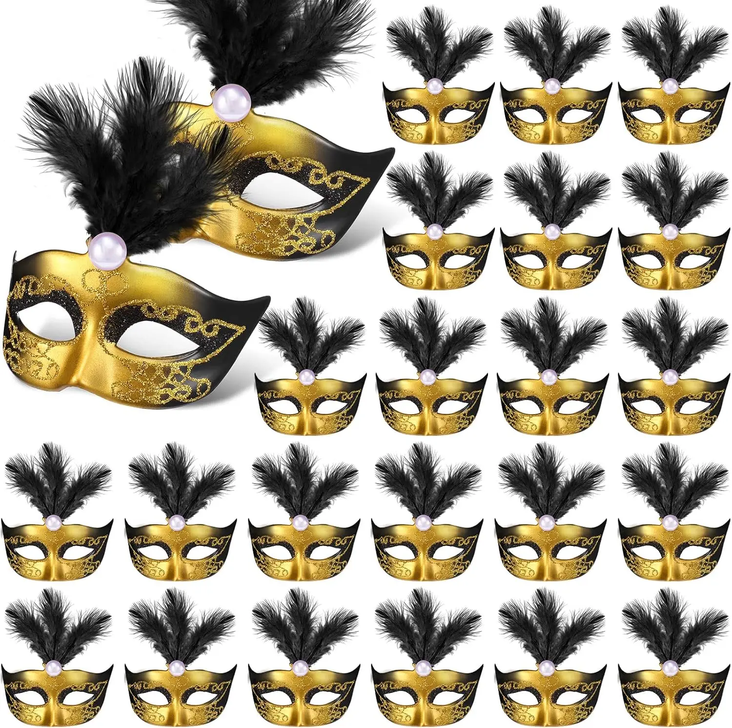 

24 Pcs Mini Masquerade Mask Decor for Mardi Gras Venetian Party Cake Topper Centerpiece