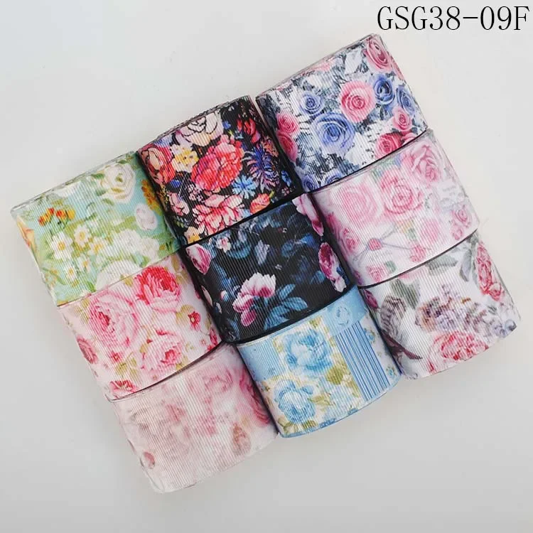 9 yards 38 mm Mixed set fruit & flowers pattern ribbon grosgrain tape ribbon 1Y/style