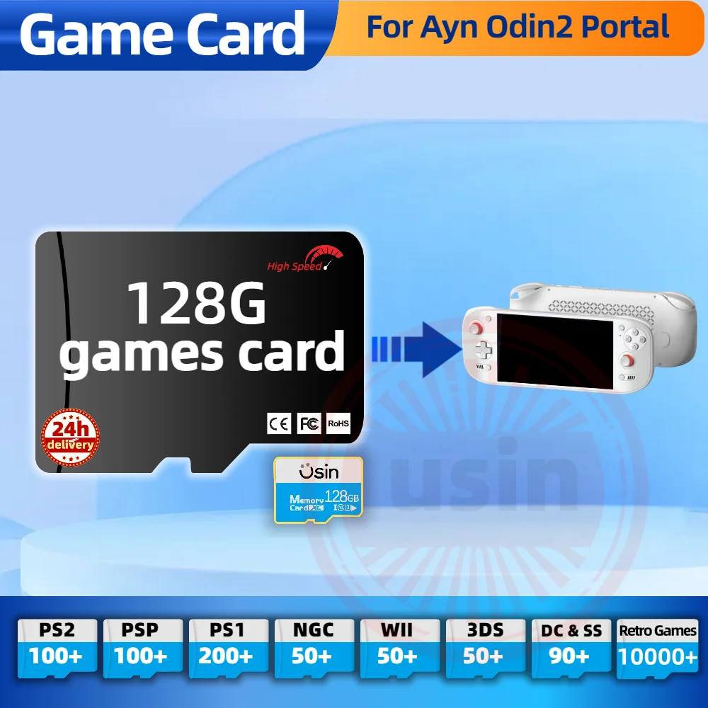 Game Card For Ayn Odin 2 Portal Odin2 TF Retro Games PS2 PSP PS1 Android portable Handheld Gaming SD Card High Speed 128G