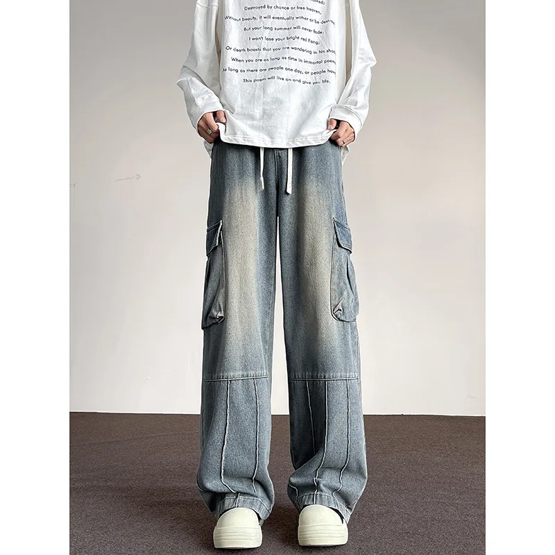 

Washed retro workwear jeans for men's autumn 2025 new style American high street versatile wide leg casual long pants