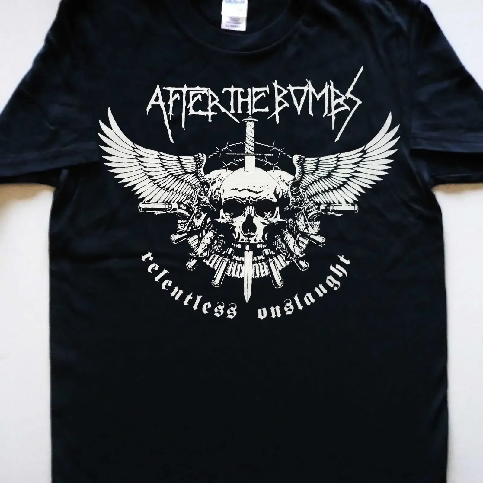 AFTER THE BOMBS Relentless T shirt Sacrilege Hellshock vintage Washed Slightly Comfortable homme Stylish Soft Stretched