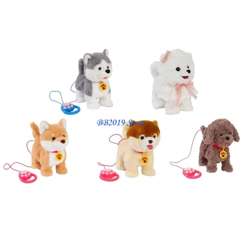 Q0KB Elektrisch pluche hondenspeelgoed met simulatie -wandelen en blaffende geluiden voor kinderen