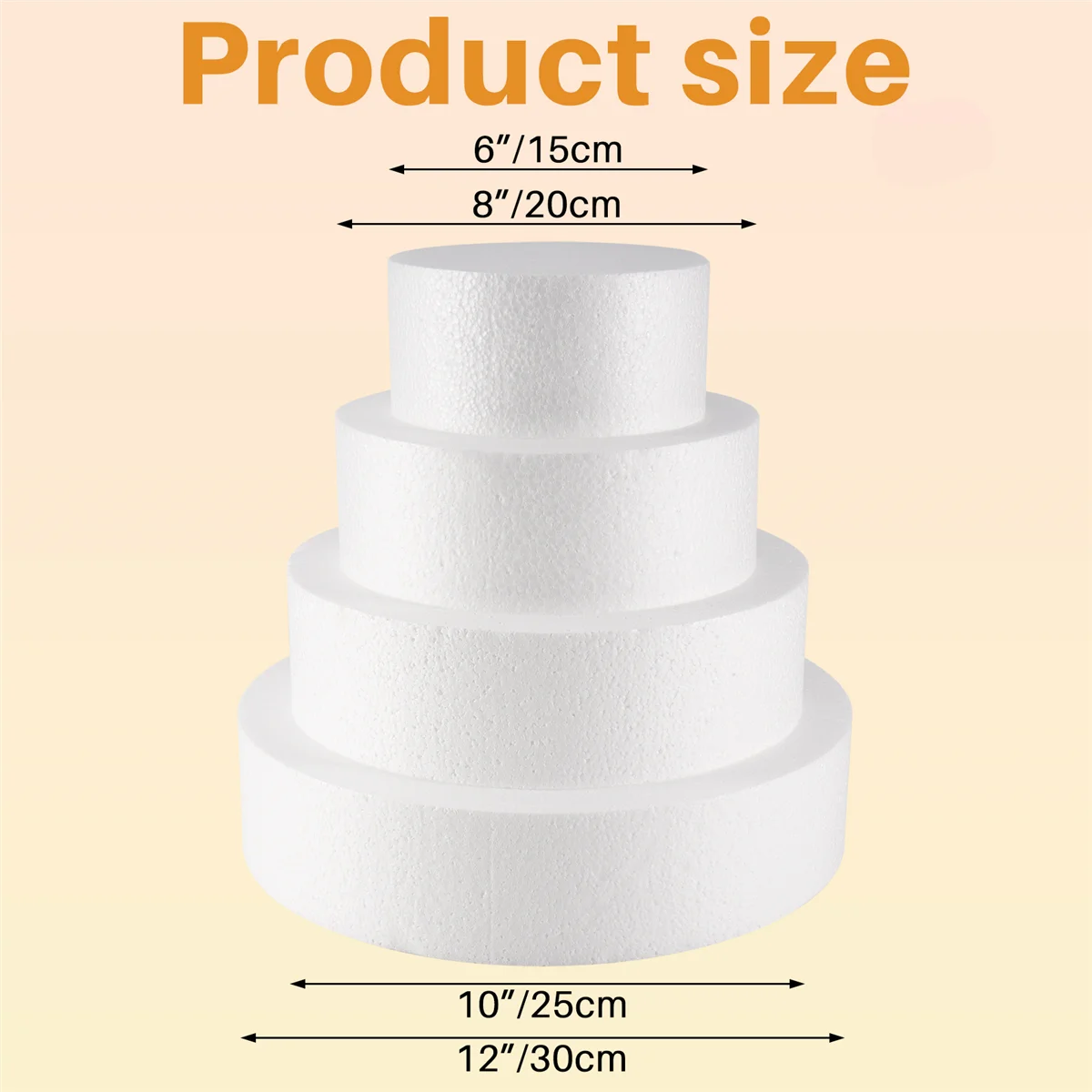 

AA91 4 Pack Foam Cake Dummy for Decorating and Wedding Display,Sculpture,Modeling DIY Arts,Kids Class,Floral
