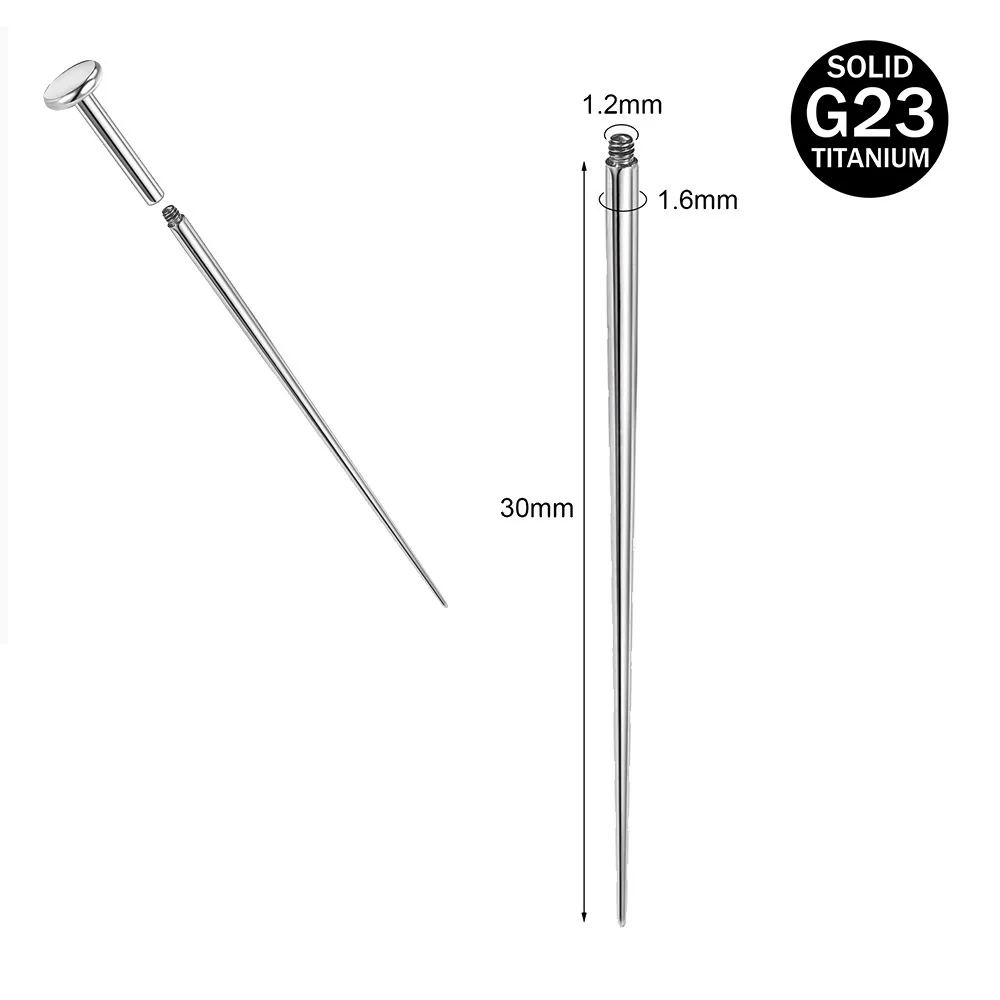 Titanium Nose Piercing Taper Insertion Pin, 14G-18G