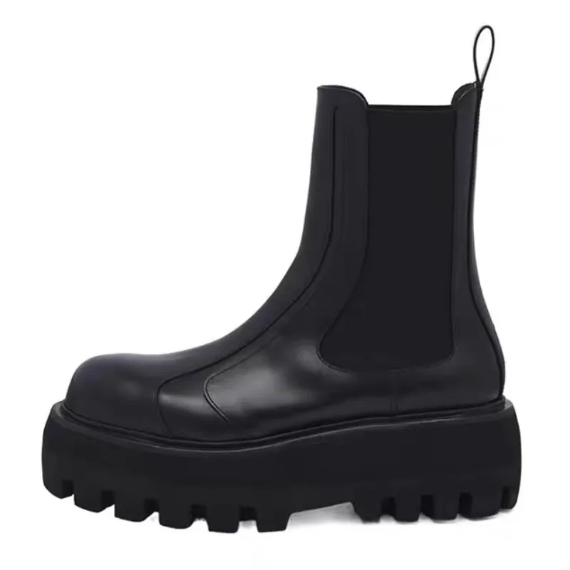 

New Design Men Chelsea Boots Genuine Leather Thick-Sole Height-Enhancing Outdoor Work Boots Premium Slip on Riding Boots