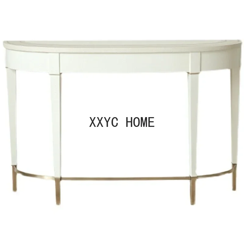 

Приставной столик yj American Entrance Cabinet Light Luxury из массива дерева, современный минималистичный полукруглый консольный столик