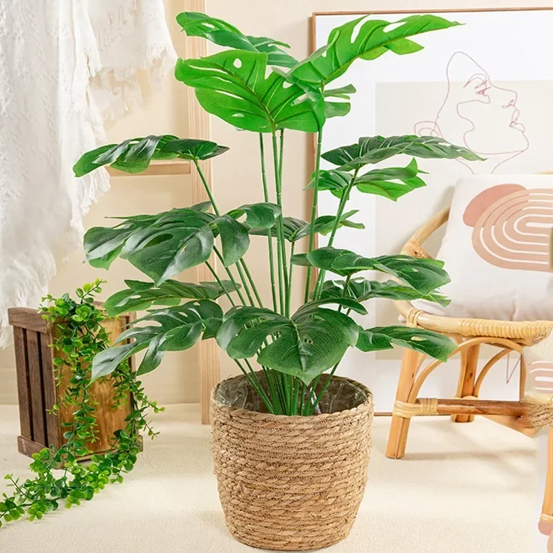 Artificial Green Turtle Leaf Scattered Tail Leaf Fake Silk Plant for Wedding Birthday Party Home Decor Palm Leaves