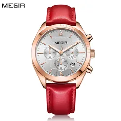 MEGIR Reloj Mujer Fashion Women Watches Luxury Leather Ladies Quartz Wrist Watch Woman Casual Business Watch Female Dress Clock