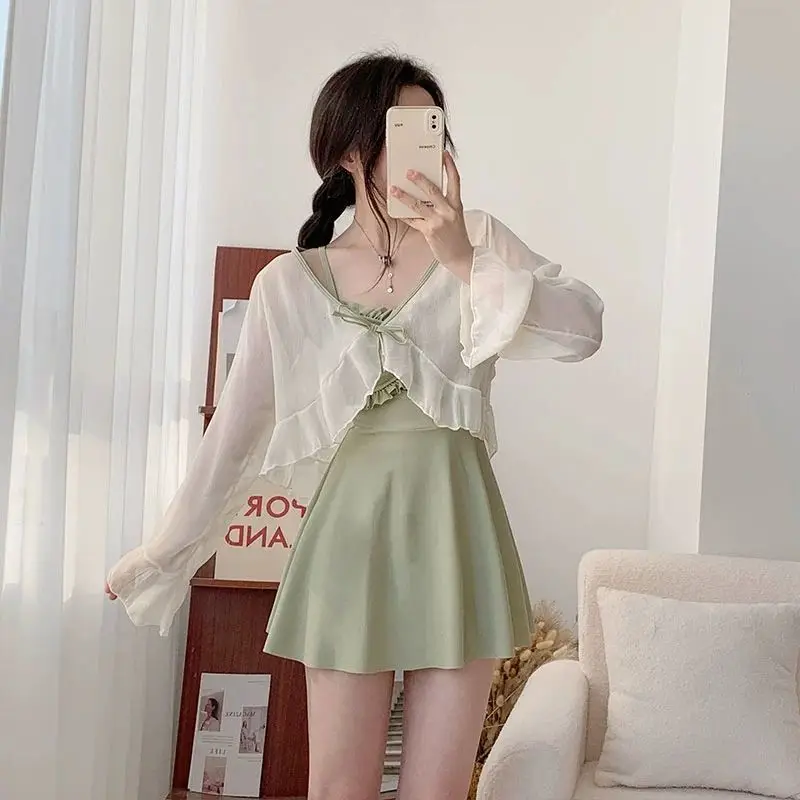 Women's Skirt Style Covers Belly and Makes Students Look Slim and Conservative Avocado Green Hot Spring Summer White Ins