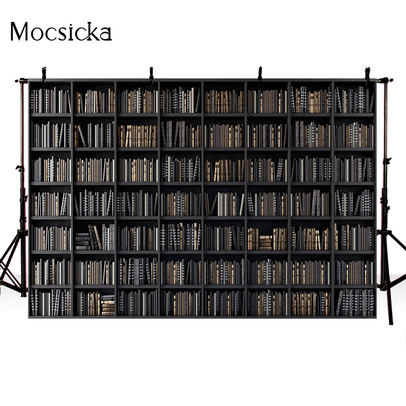 Mocsicka Back To School Season Background Photography Library Bookshelf Decoration First Day Of  Children Portrait Studio