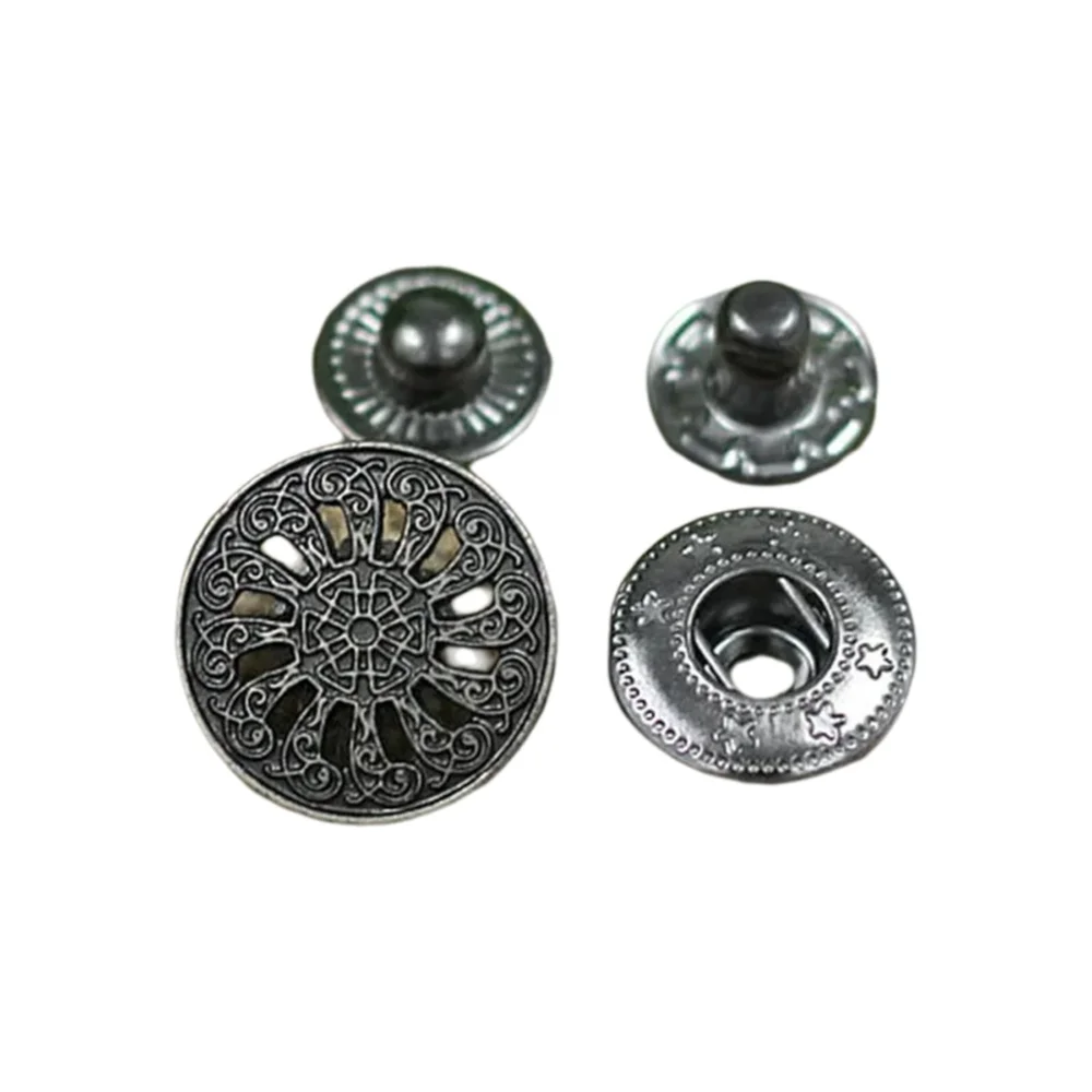 Okrągłe metalowe zatrzaski, zestaw zatrzasków, zrób to sam, rękodzieło skórzane do szycia odzieży, torby na płaszcze, 17 mm, 10 zestawów — zdjęcie 2