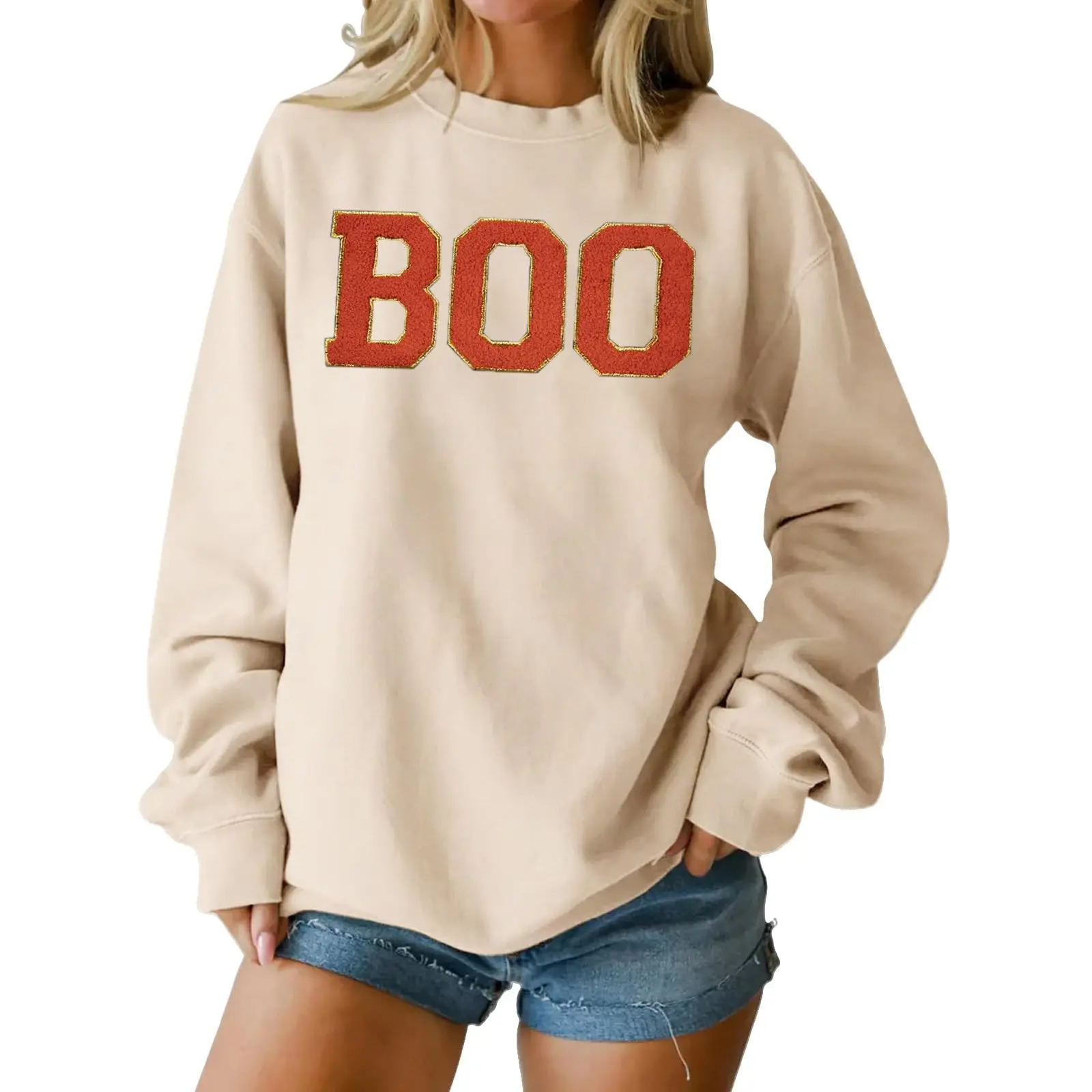 Nouveaux vêtements d'hiver femme col rond imprimé hauts coton décontracté mode à manches longues pull haut chemisier femme vêtements