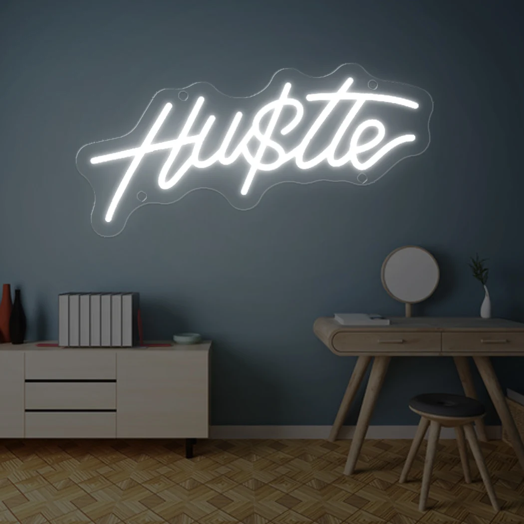 Hustle Neon Light Sign LED Night Light Shop Cafe Bar Office Restaurant Home Room Hanging Wall Decoration USB Powered Neon Signs