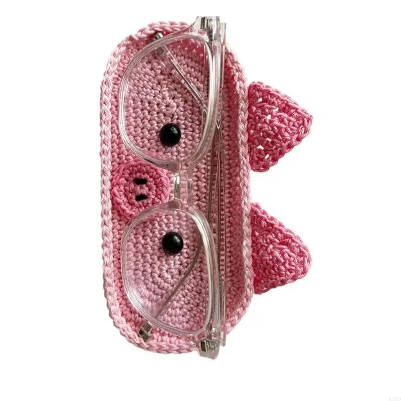 K3KD زخرفية الكروشيه EYEGLASS حامل التخزين الواقي من النمط الحيوانية متعة نمط حيوان