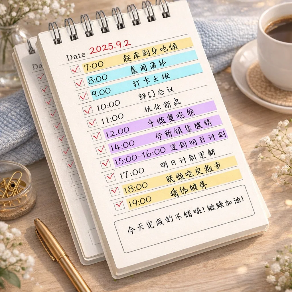 New High Quality Portable 1pc Simple Undated Planner Notebook A6 Portable Daily To-Do List Schedule Journal Time Management