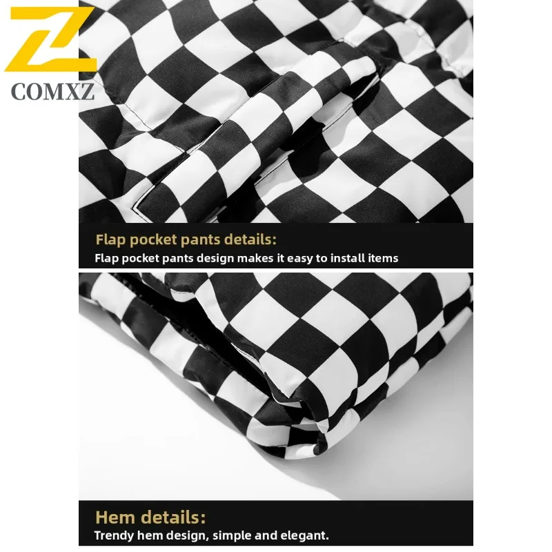 COMXZ 2025 Men Women American Style Stand Collar Jacket Casual Color Block Tactics Waterproof and Windproof Outdoor Sports Coat