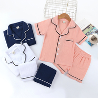 Summer Children Pajamas Suit Cotton Linen Kids Soild Pajamas Set Boys Homewear Pure Girls Short Sleeve 2pcs Pyjamas Set Cute