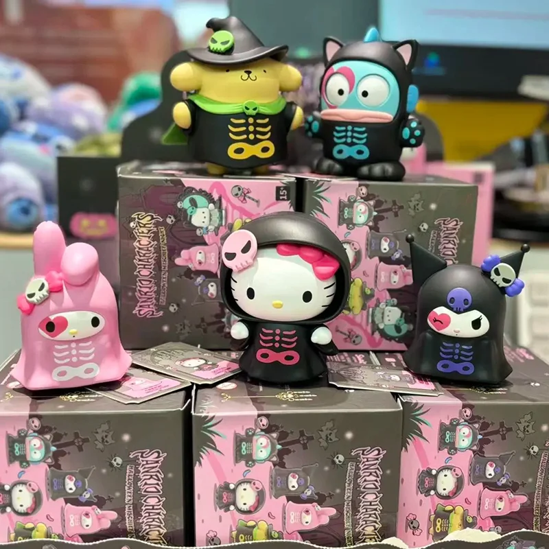 本物のサンリオハロウィンいたずらの夜シリーズブラインドボックスかわいい漫画フィギュアコレクション装​​飾品おもちゃミステリーボックスハロウィンギフト