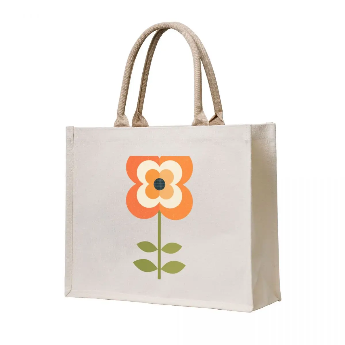 

Retro Flower - Orange and Charcoal Tote Bag Portable shopping bag Woman shopper bag Shopper bags luxury women