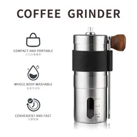 Portable Manual Coffee Grinder,304 Stainless Steel Hand Crank Mill with Ceramic Mill Core,Scale & Wooden Handle,Coffee Maker