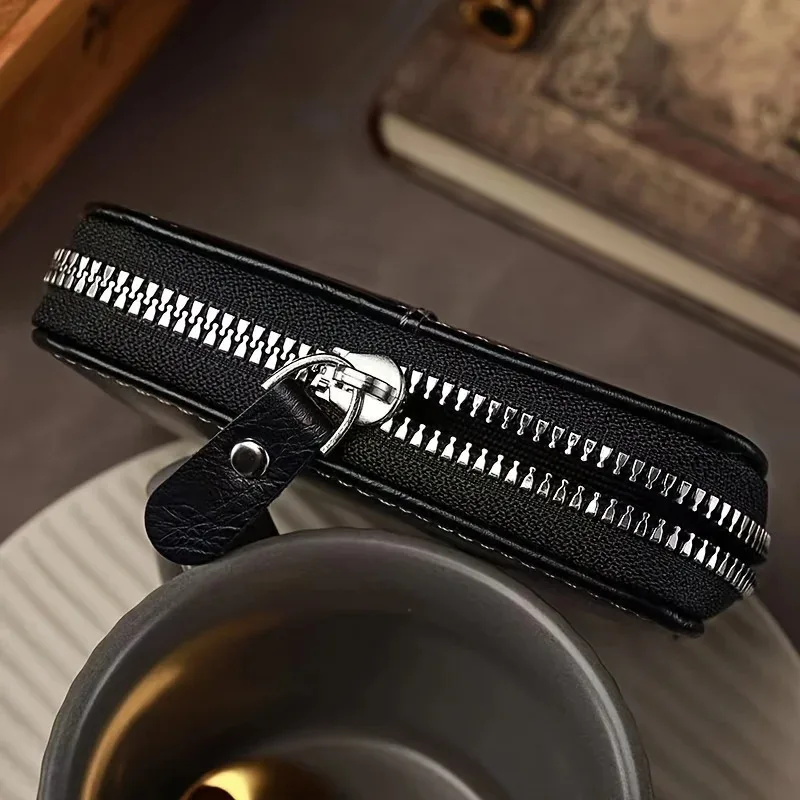 Vintage Style Compact PU Leather Wallet - Multiple Card Slots, Portable Credit Card Holder