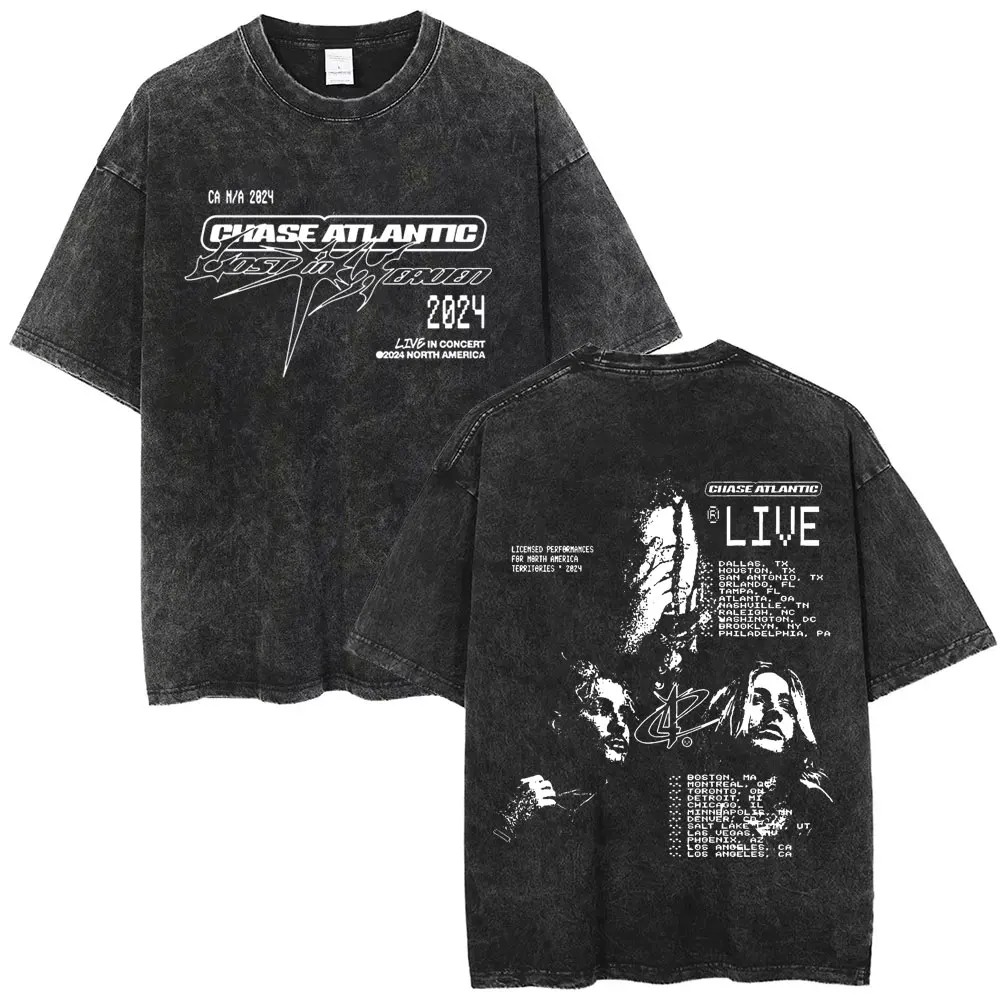 Retro Washed Chase Atlantic Beauty in Death UK Tour T Shirt Men Women Alternative R&B Rock T-shirt Casual Cotton Vintage Tshirt