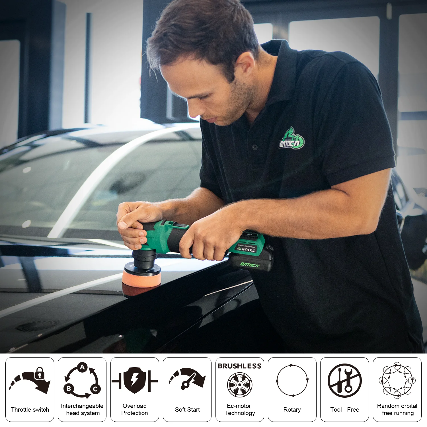 BATOCA S4 Cordless Car Polisher Mini Nano Brushless Dual Action 3/12mm Orbital Wireless Polishing Machine Kit
