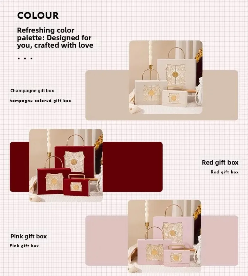 Europäische Barock-Wildleder-Geschenkbox, aufklappbare Handverpackungsboxen, doppelt öffnende Metallgriff-Süßigkeitenboxen – Detail 8