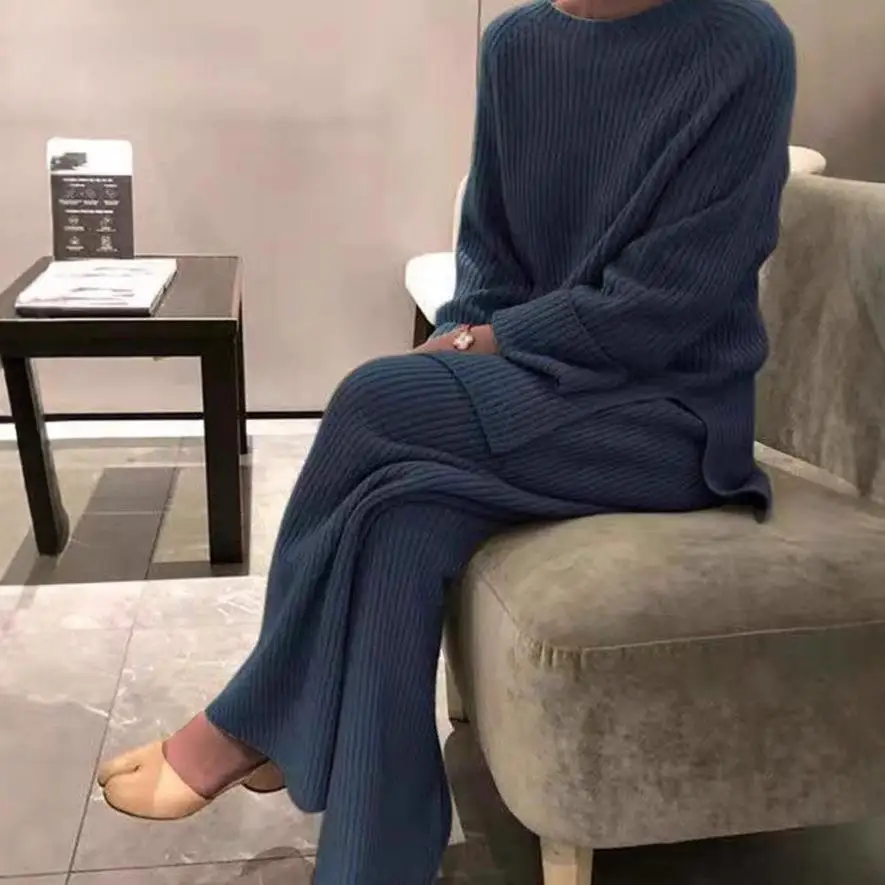 Maglione lungo in due pezzi lavorato a maglia color Sve da donna, set versatile per l'ingresso dell'armadio autunnale