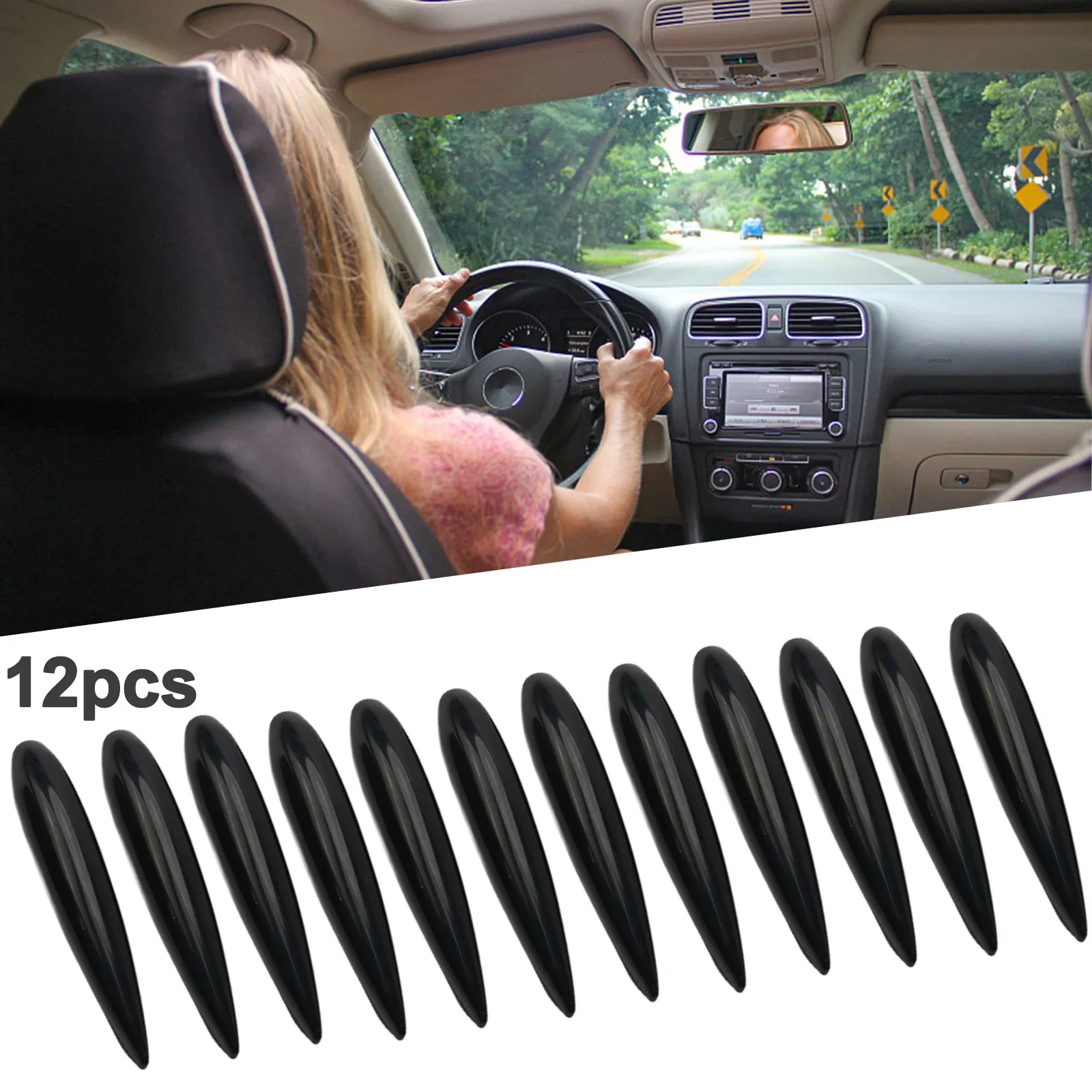 12pcs Car Protector Anti-scratch Door Edge Guard Trim Strip Bumper Protection Black/White/Silver Anti-collision Strip