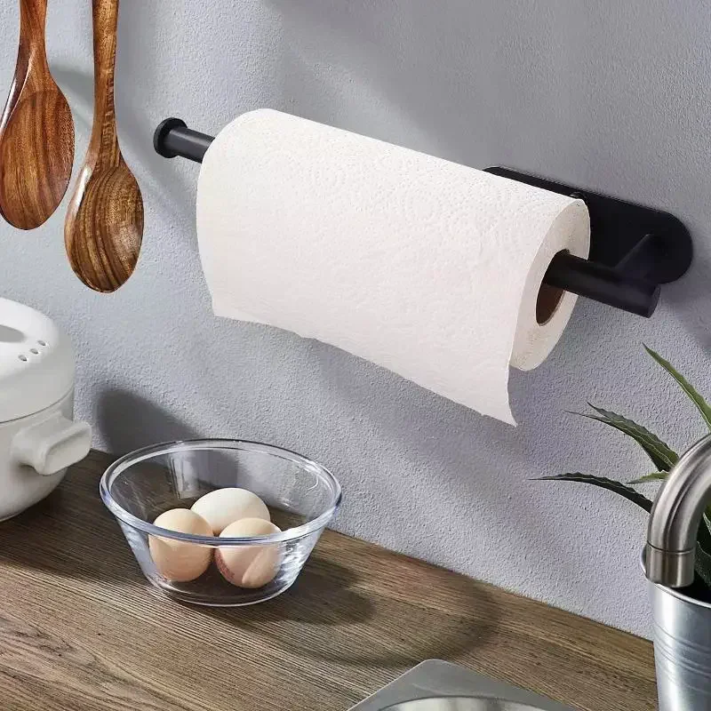 1PC Punch-Free Self-Adhesive Wall-Mounted Paper Tissue Rack Suitable For Kitchen Bathroom Under Cabinet Sink Cling Film Storage