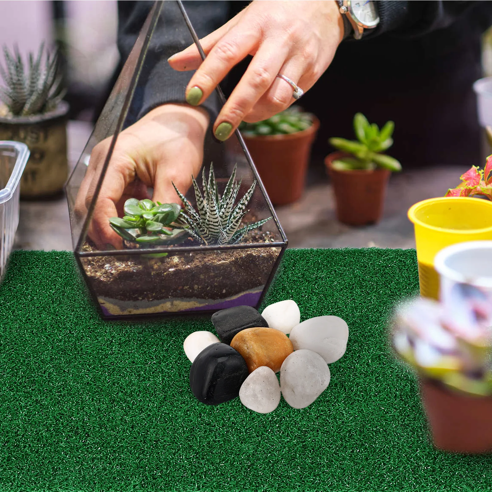 Artificial Turf for Turtle Basking Platform Lifelike Simulation Grass DIY Floating Dock Mat for Reptile Habitat Garden